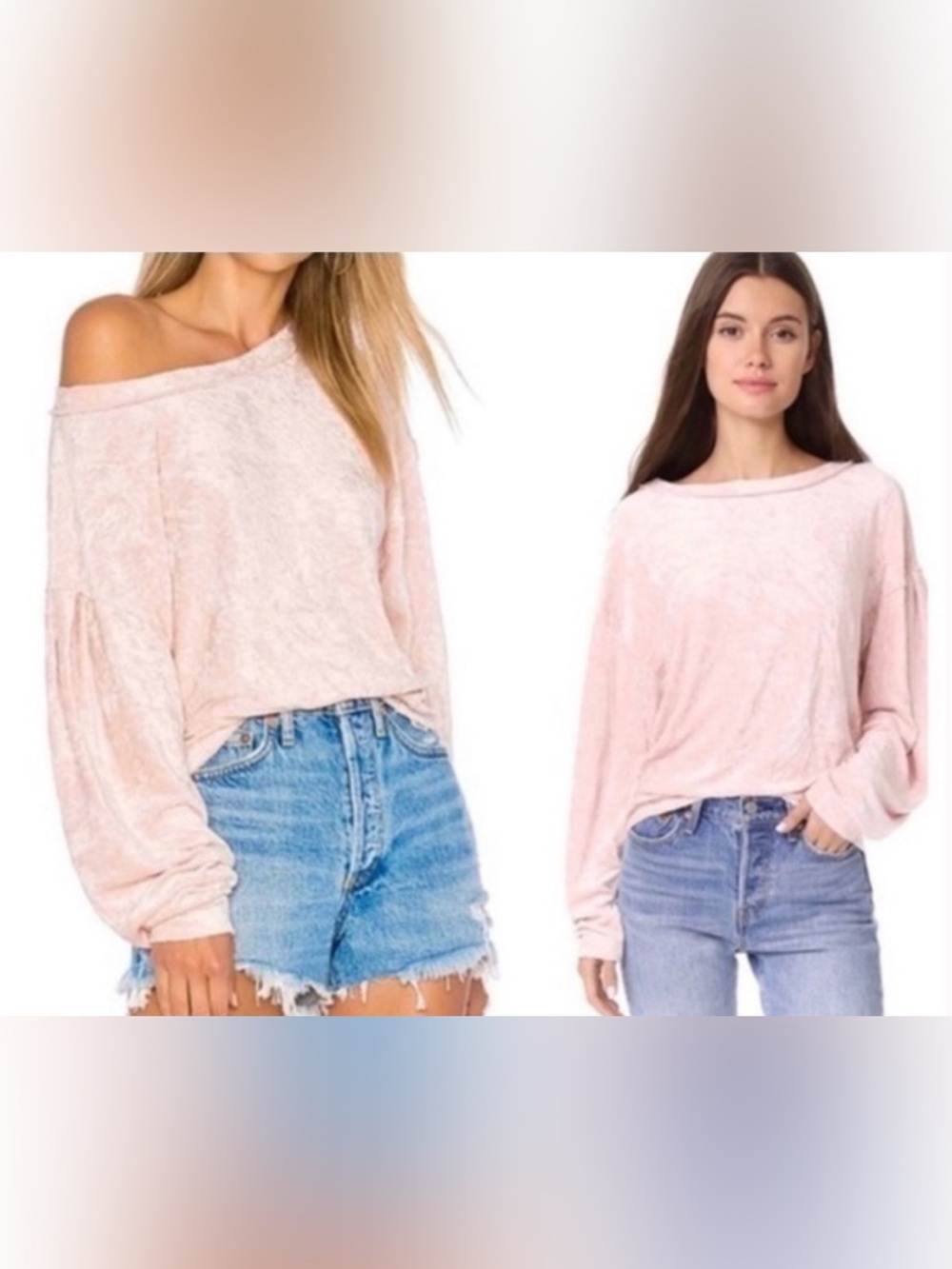 We the Free Milan Crushed Velvet Top in Pink Size Small